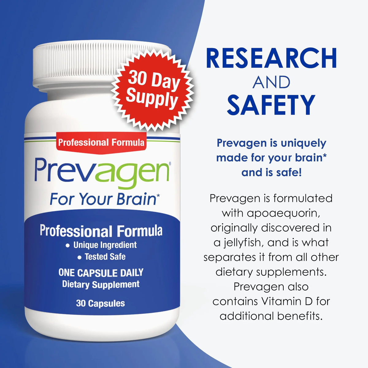 Prevagen Professional Formula - 30 Capsules | Apoaequorin 40mg + Vitamin D3 BritishVita | Premium UK Vitamins & Wellness Supplements