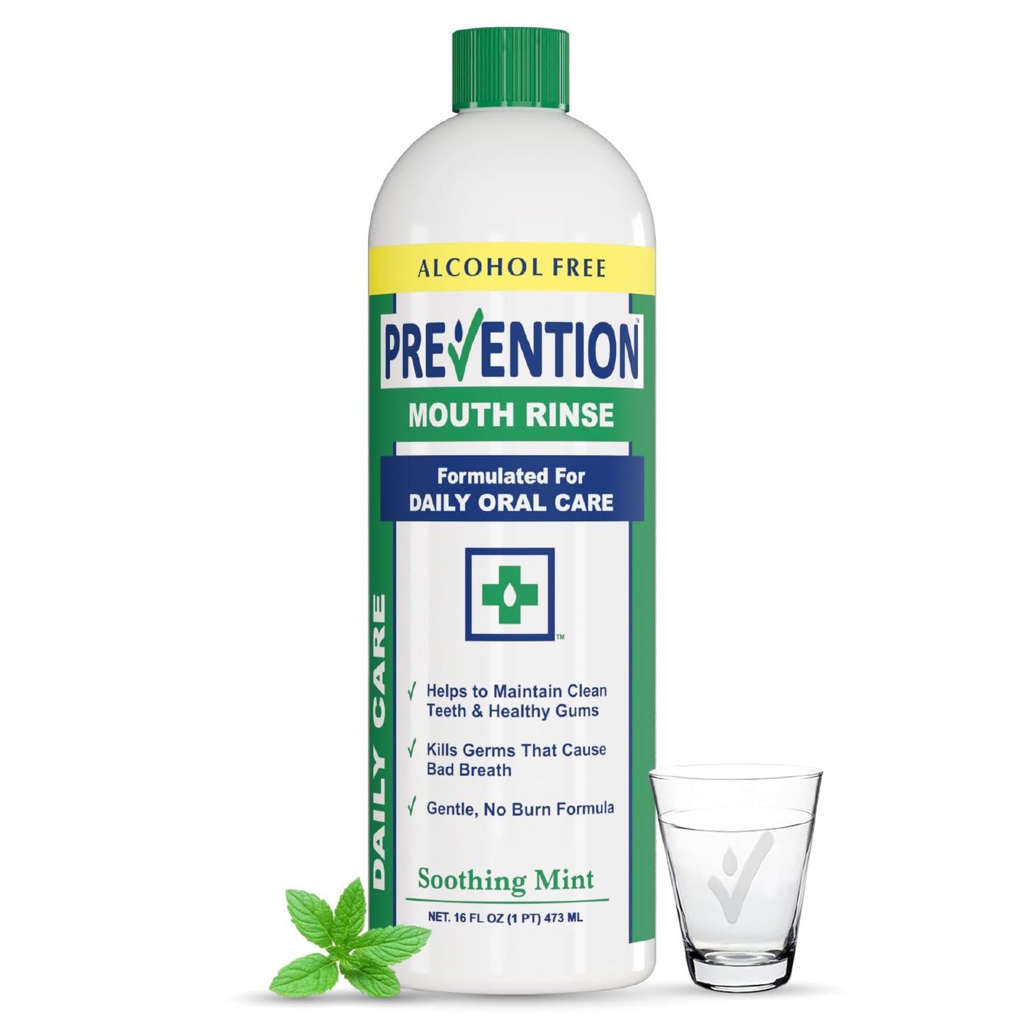 Prevention Daily Care Alcohol-Free Mouthwash with Hydrogen Peroxide – Mint Fresh Breath, Fluoride-Free, 16 oz