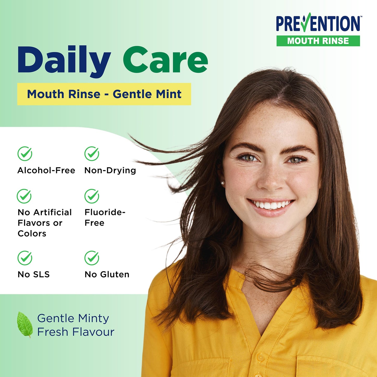 Prevention Daily Care Alcohol-Free Mouthwash with Hydrogen Peroxide – Mint Fresh Breath, Fluoride-Free, 16 oz
