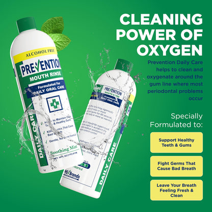 Prevention Daily Care Alcohol-Free Mouthwash with Hydrogen Peroxide – Mint Fresh Breath, Fluoride-Free, 16 oz