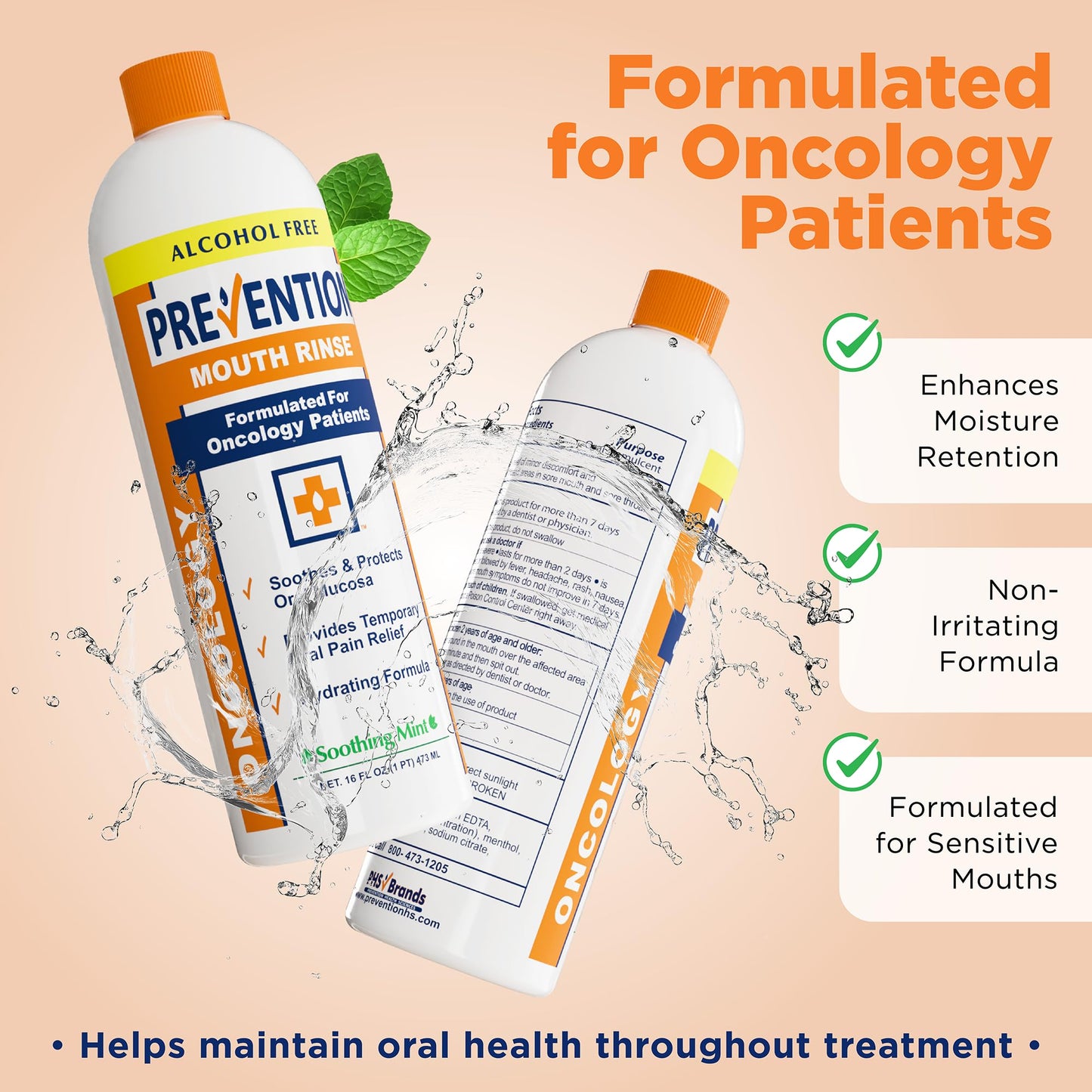 Prevention Oncology Alcohol-Free Mouthwash 16 oz (2-Pack) – Soothing, Gentle & Moisturizing