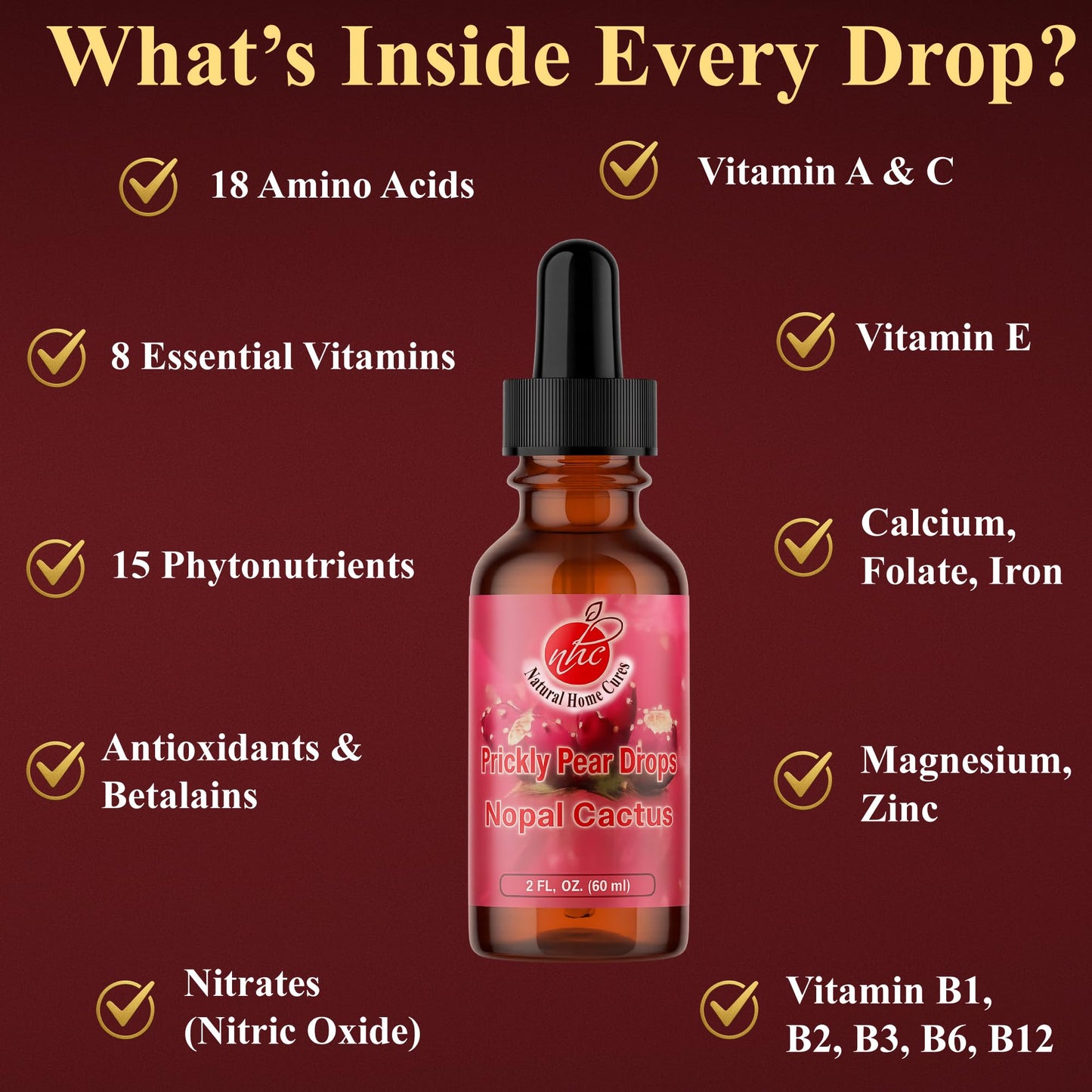 Prickly Pear Nopal Cactus Liquid Drops – Plant-Based Extract 2 oz