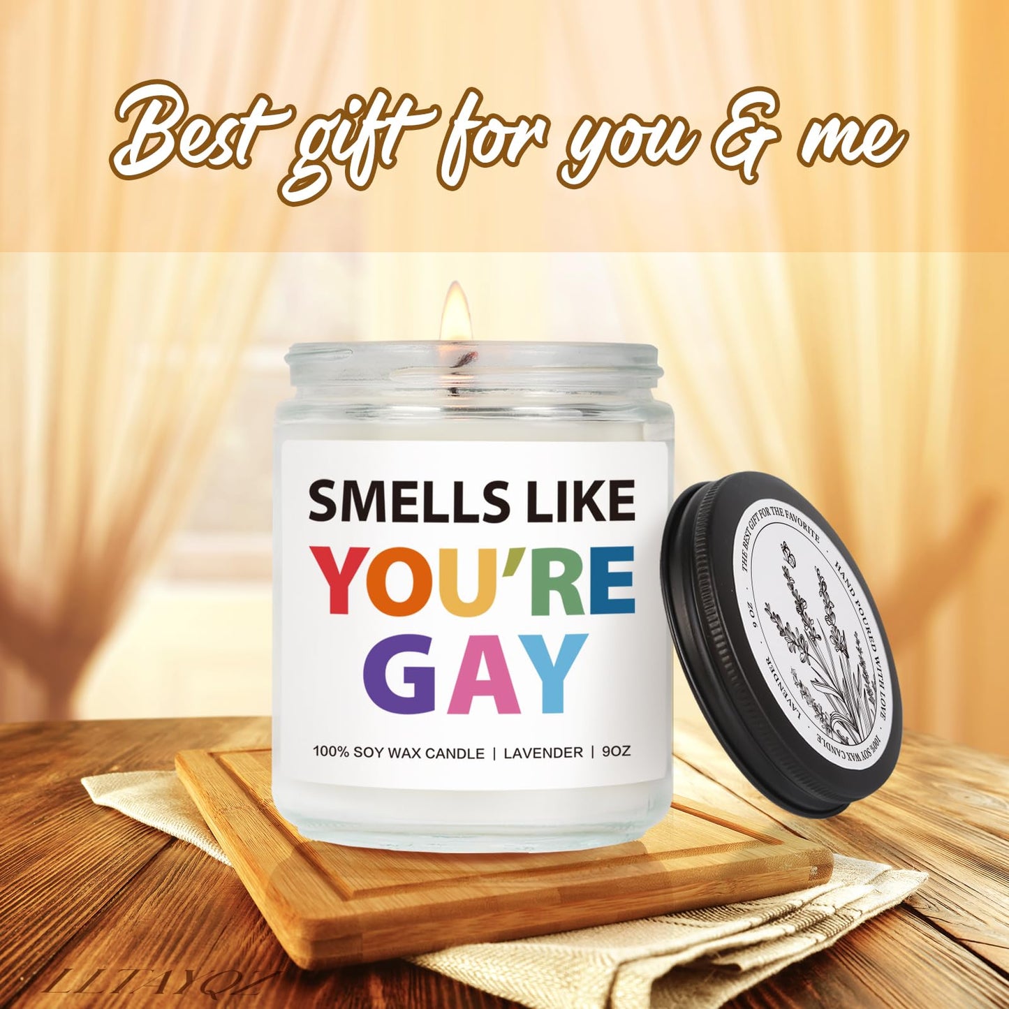 Funny Scented Candle Gift for Gay Men – Lavender Pride Candle 9oz