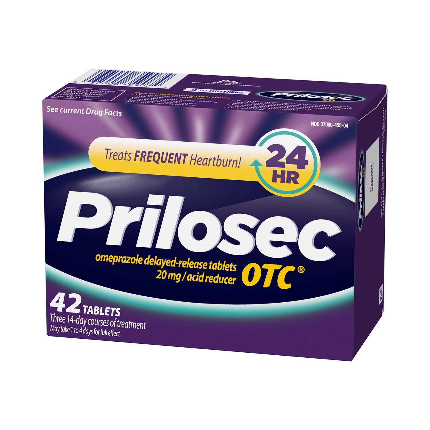 Prilosec OTC 20 mg Omeprazole – 42 Tablets for Frequent Heartburn Relief | Proton Pump Inhibitor