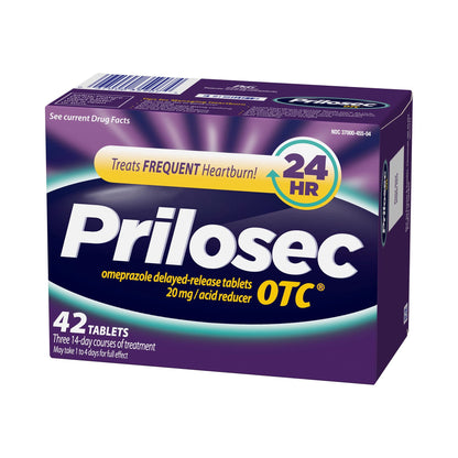 Prilosec OTC 20 mg Omeprazole – 42 Tablets for Frequent Heartburn Relief | Proton Pump Inhibitor