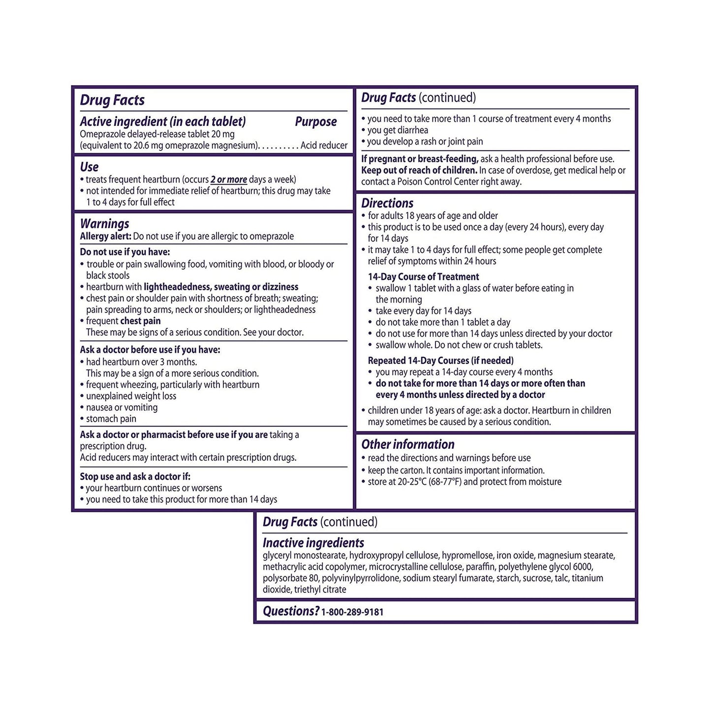 Prilosec OTC 20 mg Omeprazole – 42 Tablets for Frequent Heartburn Relief | Proton Pump Inhibitor
