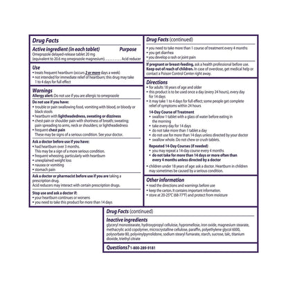 Prilosec OTC 20 mg Omeprazole – 42 Tablets for Frequent Heartburn Relief | Proton Pump Inhibitor
