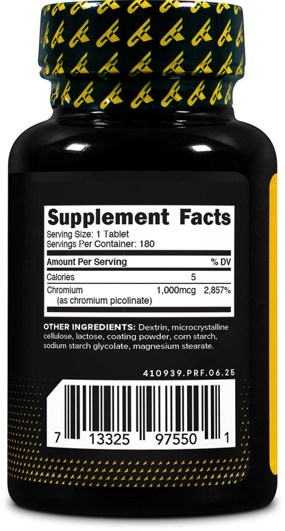PrimaForce Chromium Picolinate 1000mcg, 180 Tablets | Non-GMO, Gluten Free