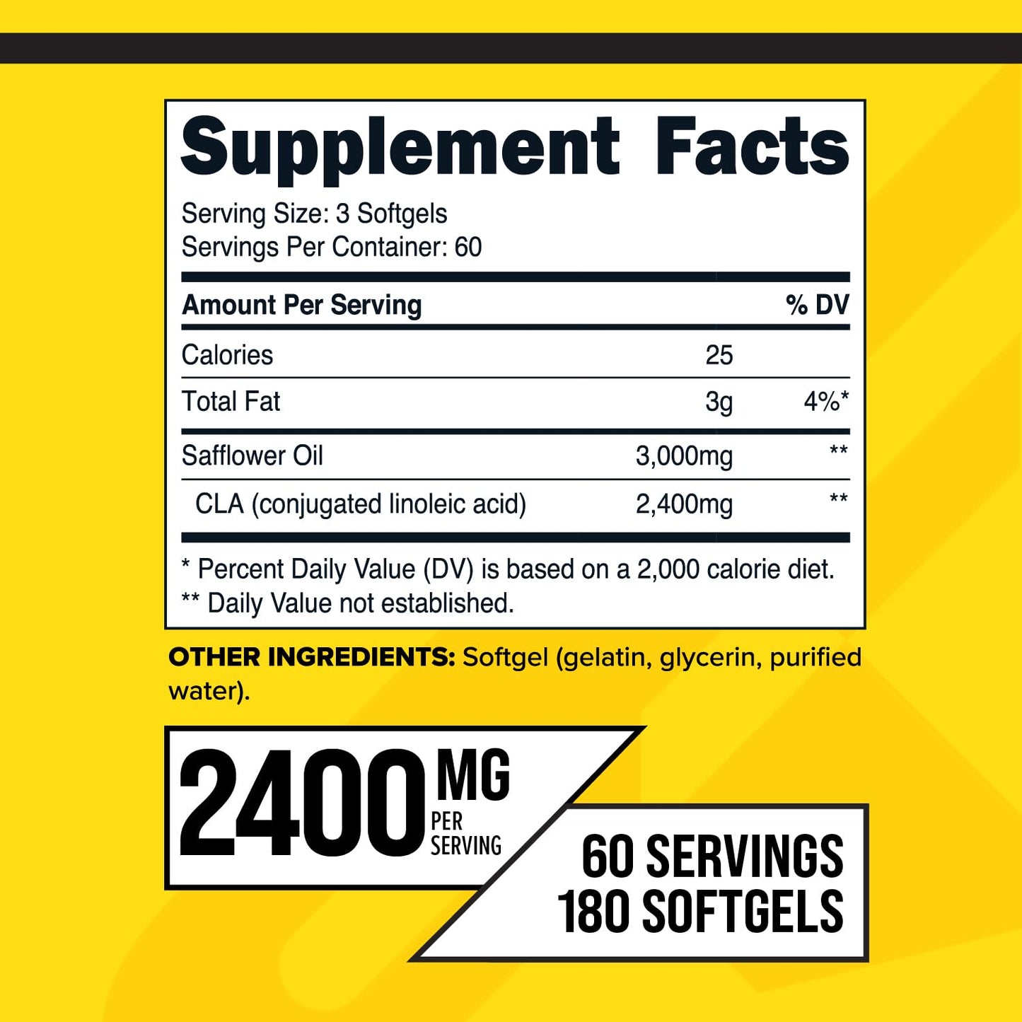 Primaforce CLA 2400 mg per Serving – 180 Softgels, Non-Stim, GMO & Gluten Free