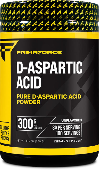 Primaforce D-Aspartic Acid 300 Grams (100 Servings) – Unflavored, Vegetarian, Non-GMO