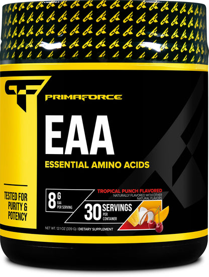 Primaforce EAA Powder (30 Servings, Tropical Punch) - Essential Amino Acids for Pre/Intra Workout and Recovery - Non-GMO and Gluten Free