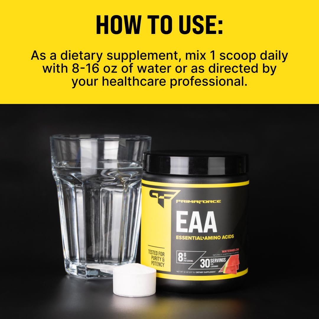 Primaforce EAA Powder (30 Servings) | Essential Amino Acids for Pre/Intra Workout and Recovery - Non-GMO and Gluten Free (Watermelon)