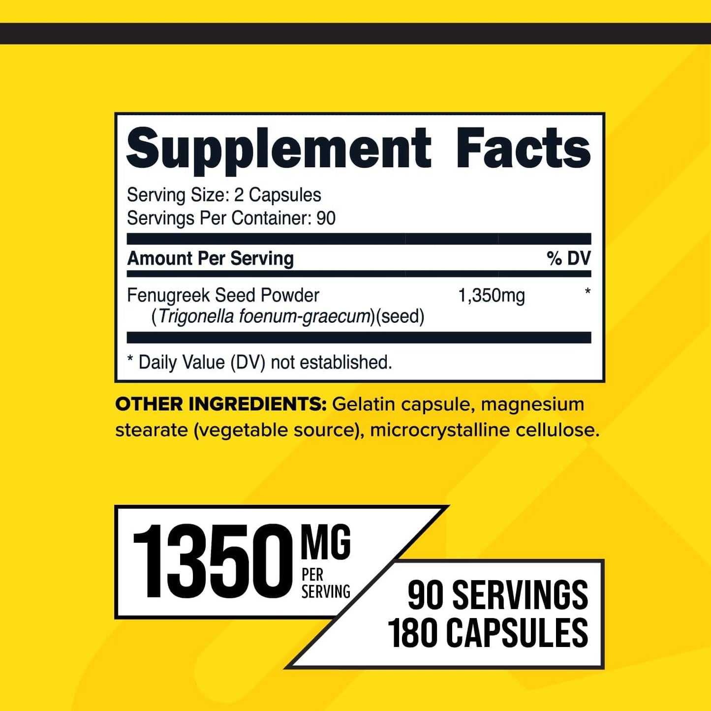 PrimaForce Fenugreek Seed Capsules - 180 Capsules, 1350 mg per Serving, Non-GMO