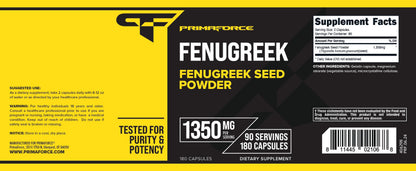 PrimaForce Fenugreek Seed Capsules - 180 Capsules, 1350 mg per Serving, Non-GMO