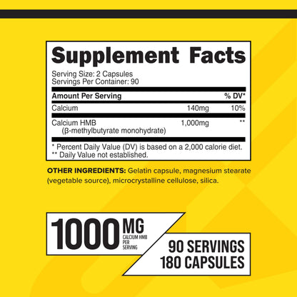 Primaforce HMB 1000mg – 180 Capsules | Gluten Free & Non-GMO