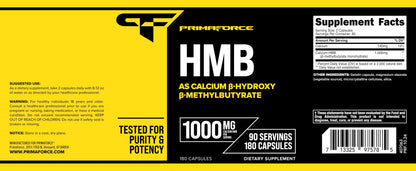 Primaforce HMB 1000mg – 180 Capsules | Gluten Free & Non-GMO