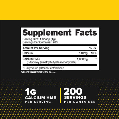 Primaforce HMB Supplement Powder 200g - Unflavored, Pure Calcium Beta-Hydroxy Beta-Methylbutrate