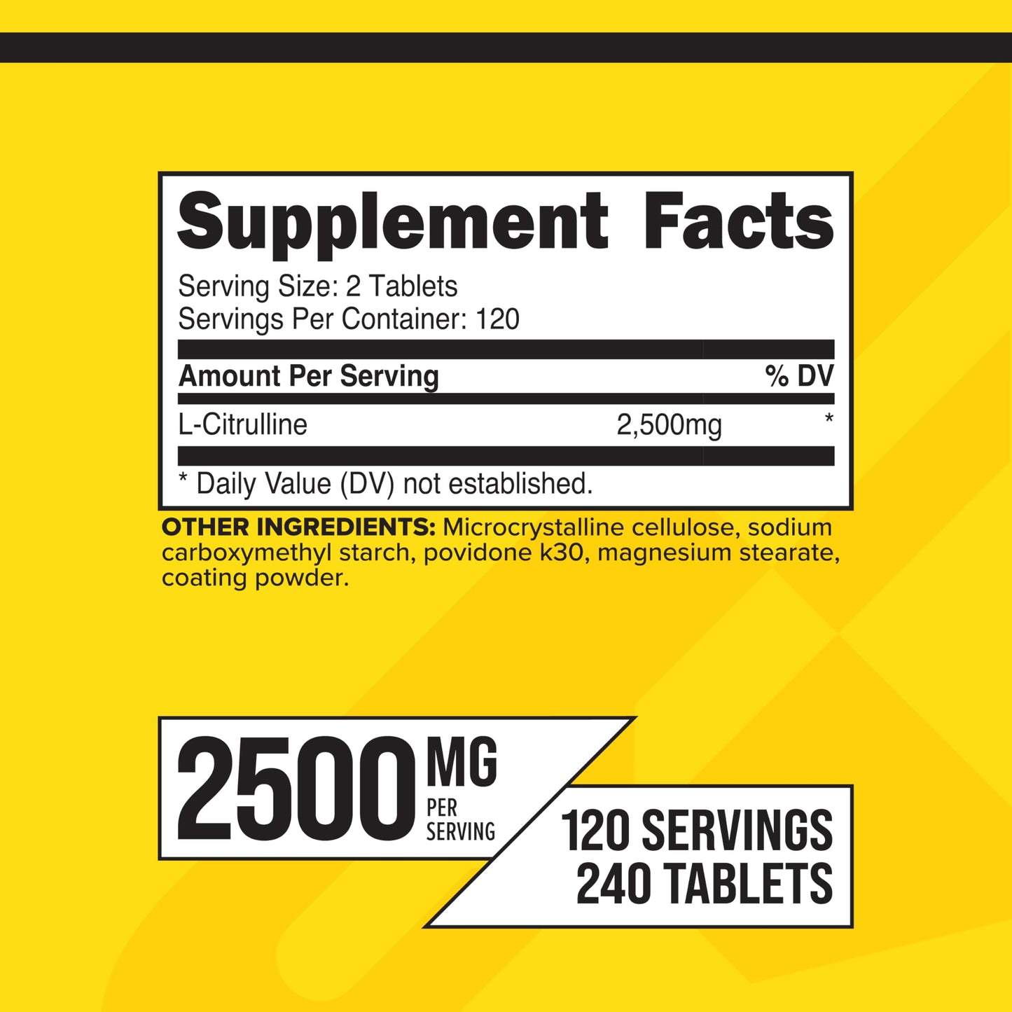 Primaforce L-Citrulline 2500mg – 240 Tablets, 120 Servings