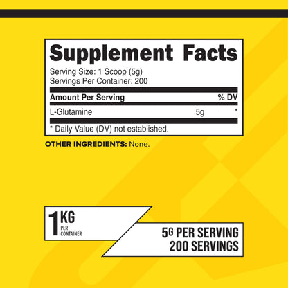 Primaforce L-Glutamine Powder 1000g – Unflavored, 5g Serving, 200 Servings