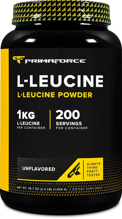 Primaforce L-Leucine Pure Powder 1 KG (2.2lbs) – Non-GMO, Gluten Free, 200 Servings