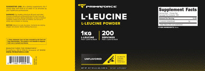 Primaforce L-Leucine Pure Powder 1 KG (2.2lbs) – Non-GMO, Gluten Free, 200 Servings