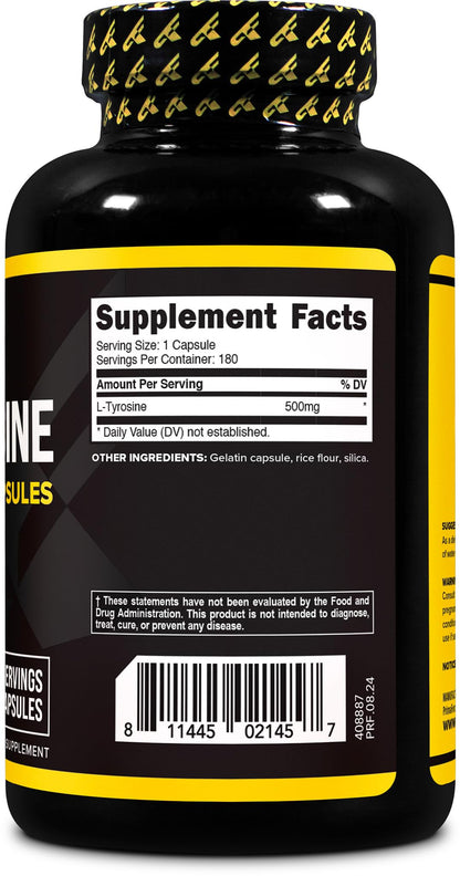 Primaforce L-Tyrosine Capsules | 180 Count, 500 mg per Serving
