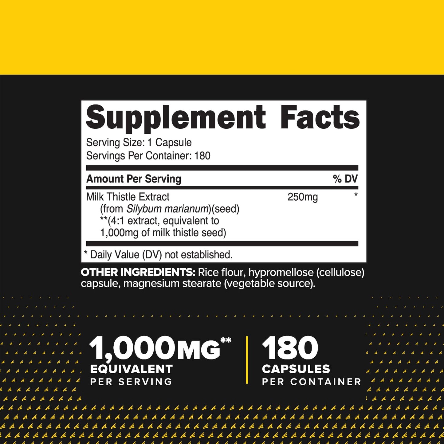 Primaforce Milk Thistle 180 Capsules - 1000mg Equivalent (4:1) Gluten Free, Non-GMO