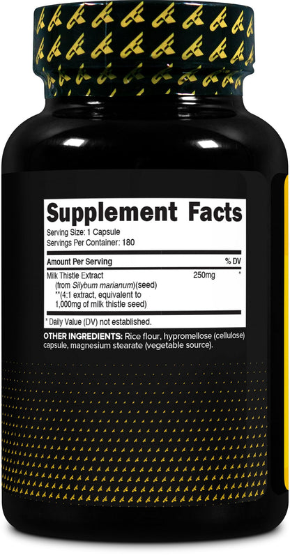 Primaforce Milk Thistle 180 Capsules - 1000mg Equivalent (4:1) Gluten Free, Non-GMO
