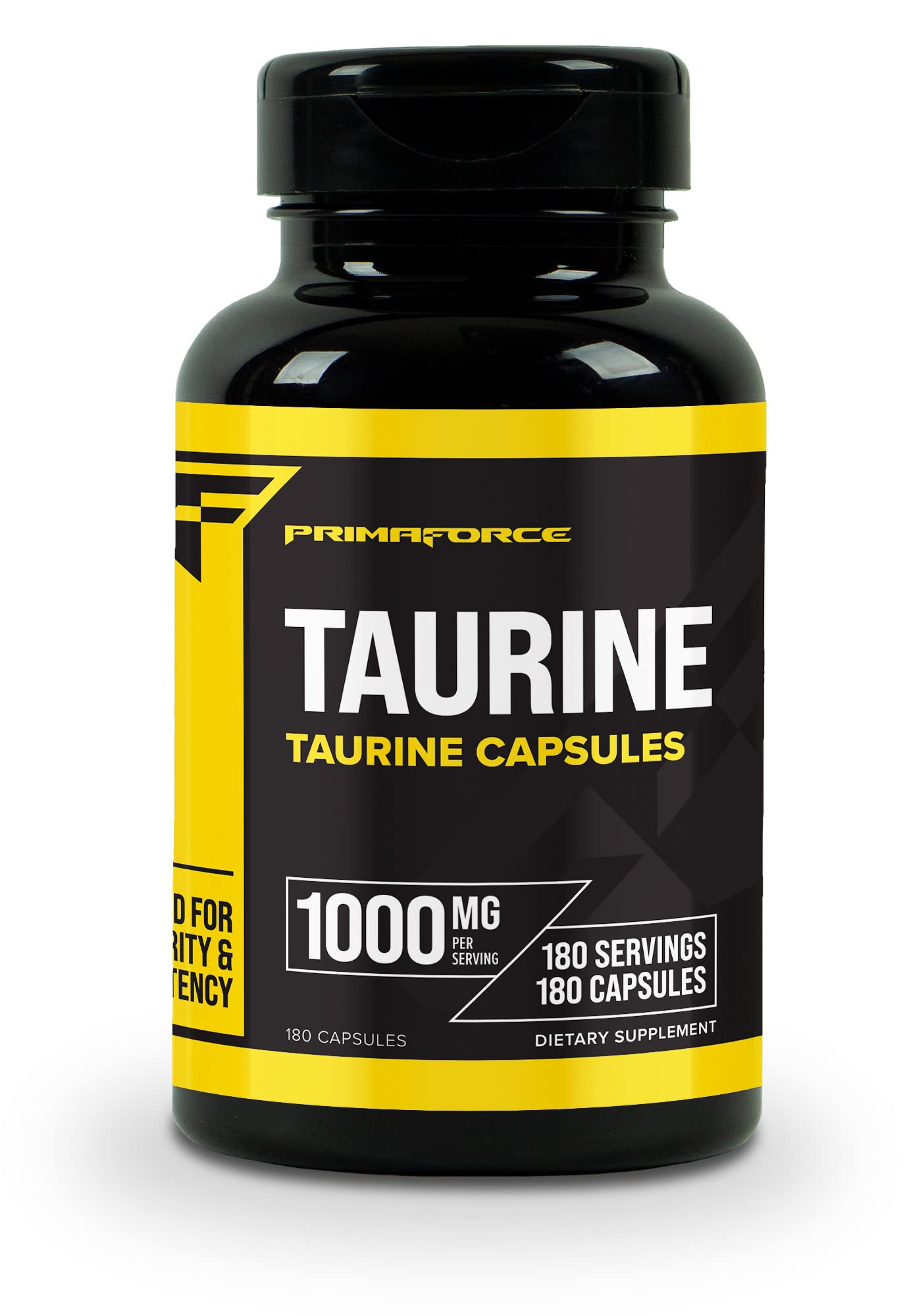Primaforce Taurine 1000mg Capsules – 180 Count – Non-GMO & Gluten Free