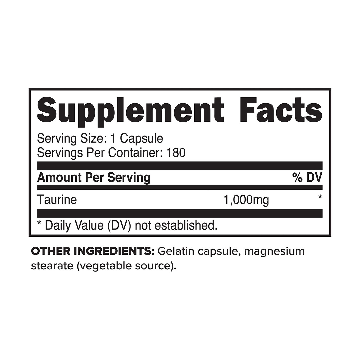 Primaforce Taurine 1000mg Capsules – 180 Count – Non-GMO & Gluten Free