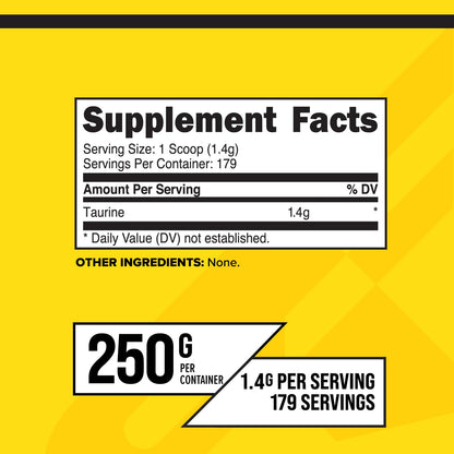 PrimaForce Taurine Powder 250g — Non-GMO & Gluten Free Supplement