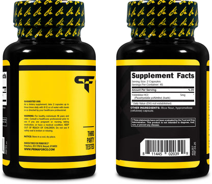 Primaforce Yohimbine HCl 2.5mg – 90 Capsules | GMO Free & Gluten Free