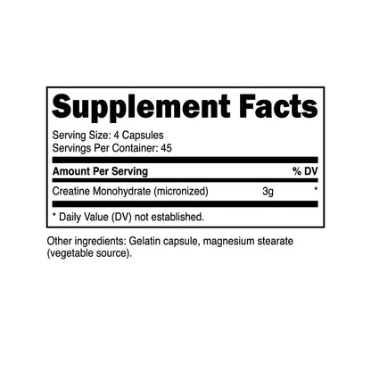 Primal Creatine Monohydrate – 3,000 mg, 180 Caps | Preworkout & Recovery