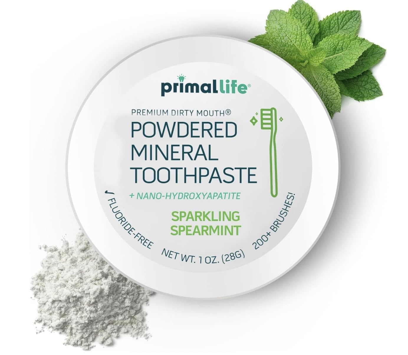 Primal Life Organics Dirty Mouth Gum Serum & Toothpowder – Spearmint, 1 oz