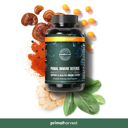 Primal Harvest Immune Defense 10-in-1 - Probiotics, Zinc, C, D3, K2 for Daily Immune Support