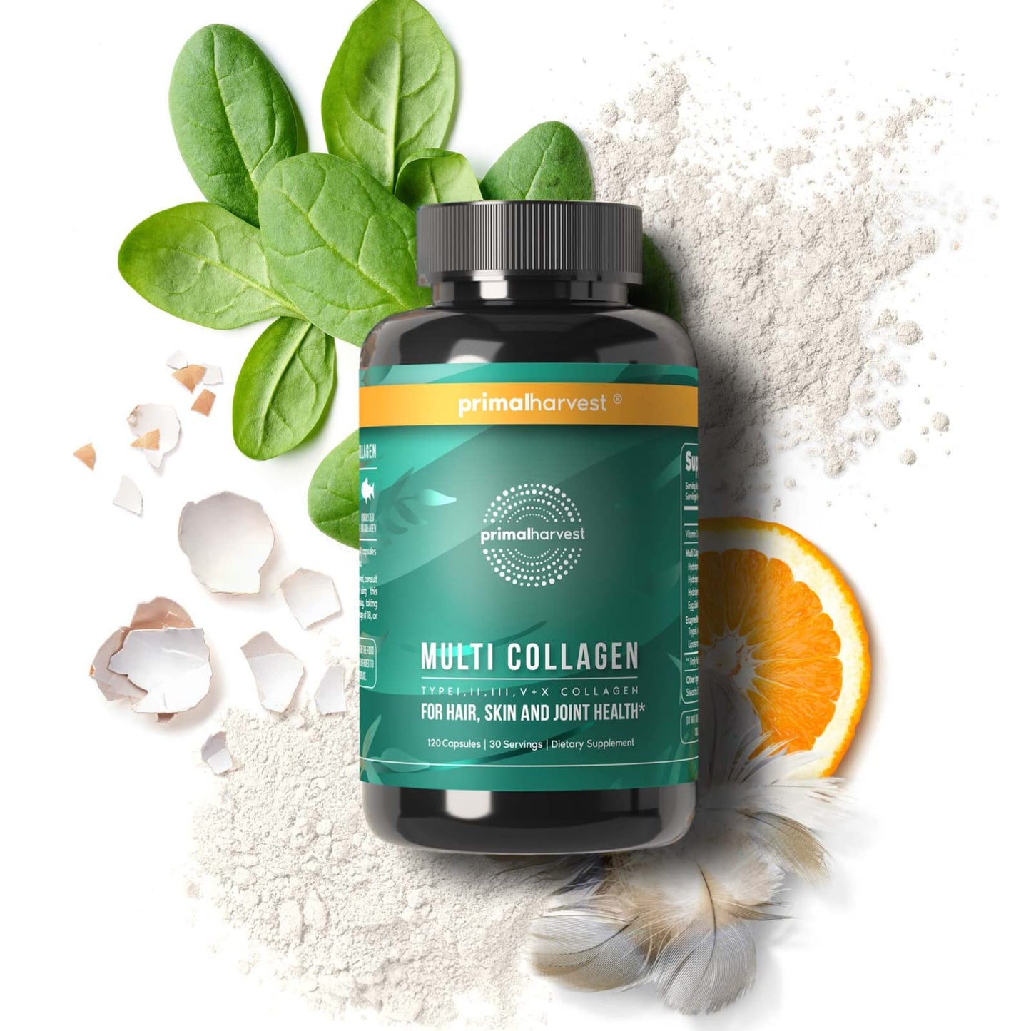 Primal Harvest Multi Collagen Pills (Type I II III V X) 120 Capsules – Hair Skin Nails