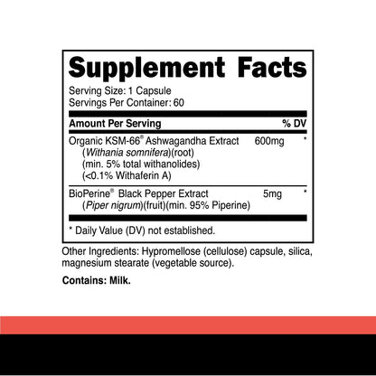 Primal KSM-66 Ashwagandha Complex – 60 Capsules (600 mg per Serving) | BioPerine, Gluten Free, Non-GMO