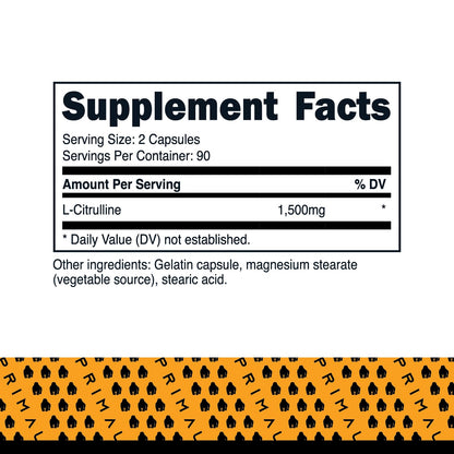 Primal L-Citrulline Capsules (180 Capsules, 1,500 mg Per Serving) | Premium L-Citrulline Supplement