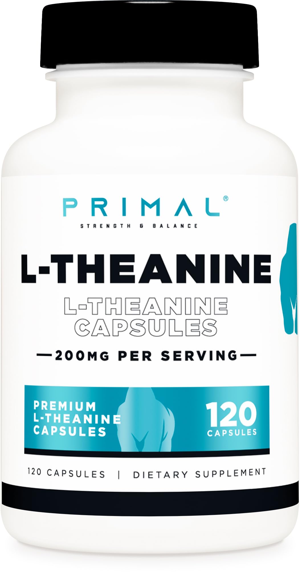 Primal L-Theanine Capsules (120 Servings, 200 mg Per Serving) – Non-GMO, Gluten Free