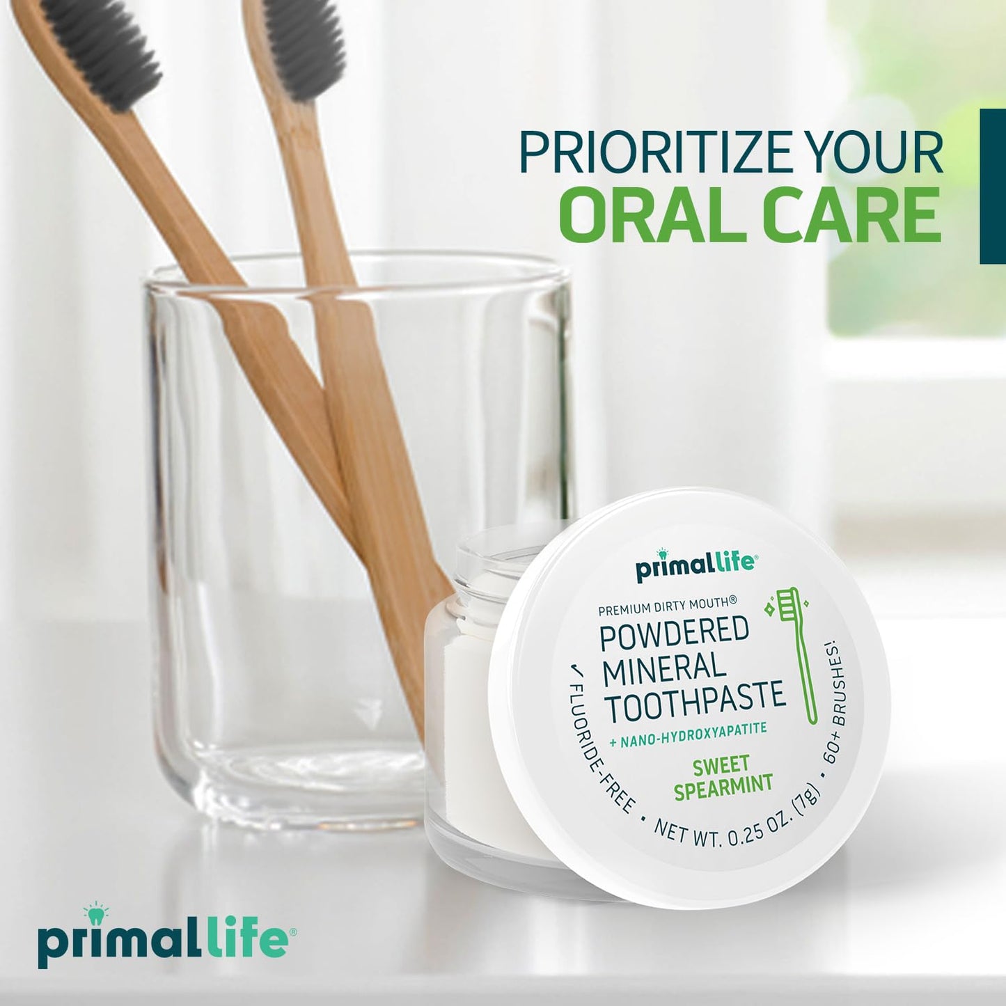 Primal Life Organics Dirty Mouth Toothpowder – Sweet Spearmint, 0.25 oz
