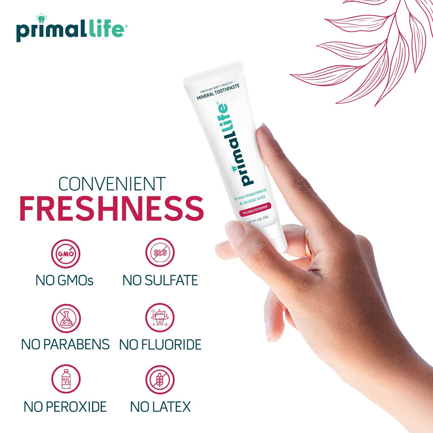 Primal Life Organics Dirty Mouth Mineral Toothpaste – Nano-Hydroxyapatite, Colloidal Silver, Charcoal