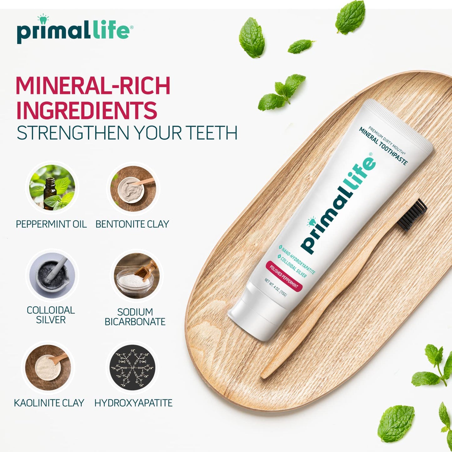 Primal Life Organics Dirty Mouth Mineral Toothpaste – Nano-Hydroxyapatite, Colloidal Silver, Charcoal