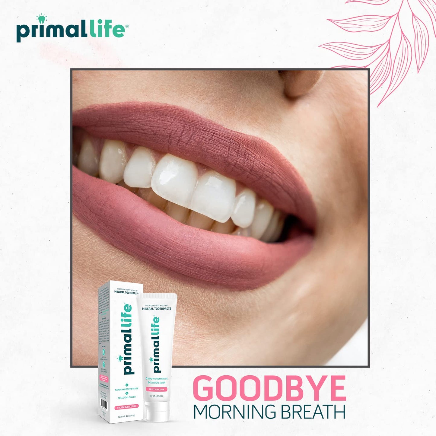 Primal Life Organics Dirty Mouth Toothpaste - Nano-Hydroxyapatite, Charcoal & Colloidal Silver (Bubblegum Flavor, 4oz)