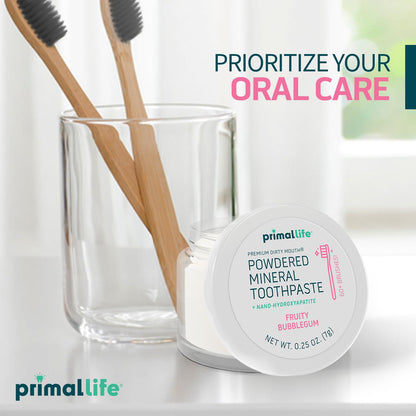 Primal Life Organics Dirty Mouth Toothpowder – Organic Vegan Kaolin & Bentonite Clays, Sweet Bubblegum Flavor (0.25 oz)