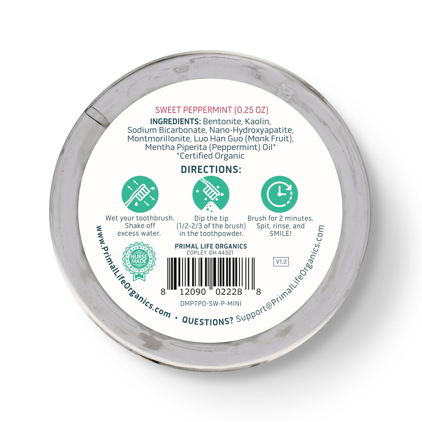 Primal Life Organics Dirty Mouth Toothpowder – Vegan & Organic, 0.25 oz