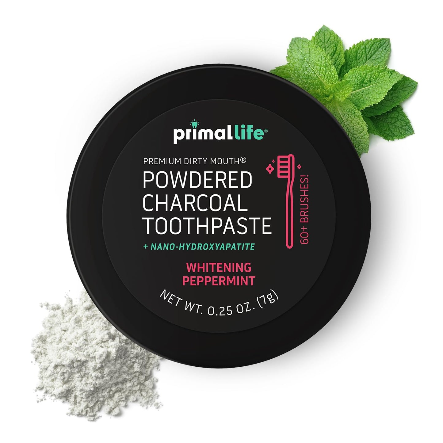 Primal Life Organics Dirty Mouth Toothpowder – Activated Charcoal Toothpowder, Black Peppermint 0.25oz