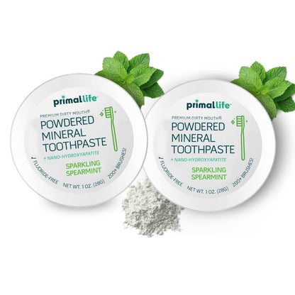 2 Pack Primal Life Organics Dirty Mouth Toothpowder – Spearmint, Kaolin & Bentonite Clay, 1 oz, Organic & Vegan