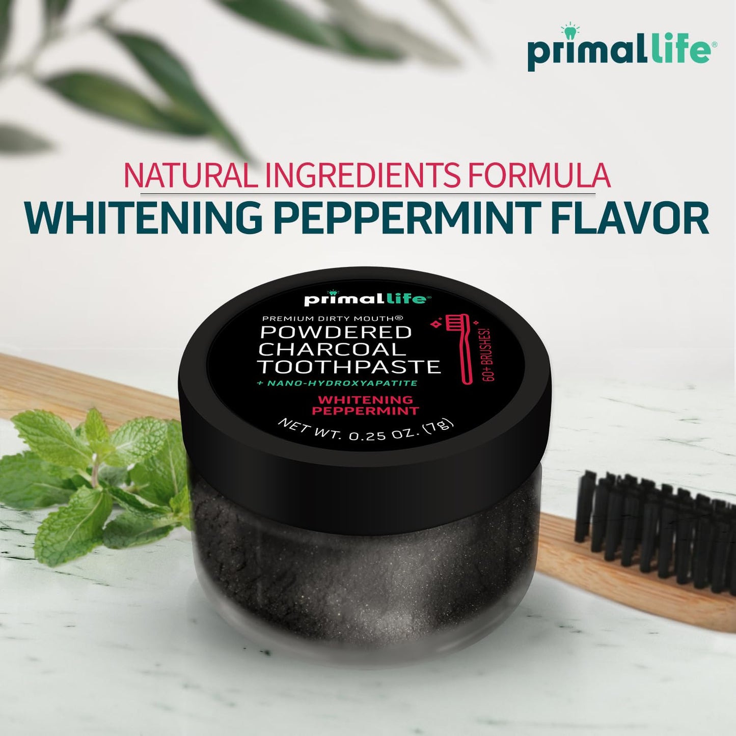 Primal Life Organics Dirty Mouth Toothpowder – Activated Charcoal Toothpowder, Black Peppermint 0.25oz