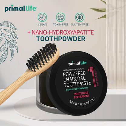 Primal Life Organics Dirty Mouth Toothpowder – Activated Charcoal Toothpowder, Black Peppermint 0.25oz