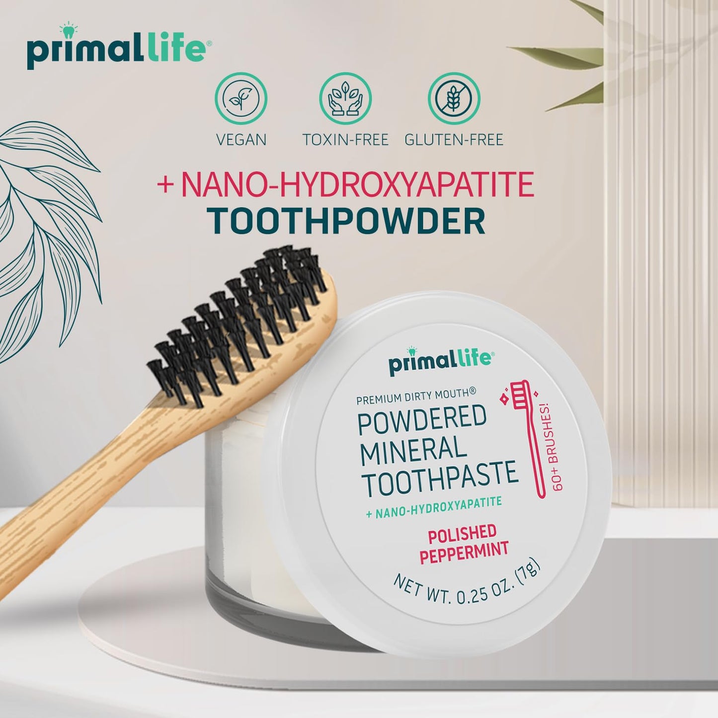 Primal Life Organics Dirty Mouth Toothpowder – Organic Vegan Peppermint 0.25 oz